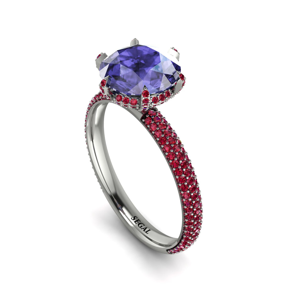Hidden Halo Round Tanzanite Engagement Ring - Ashley No. 212