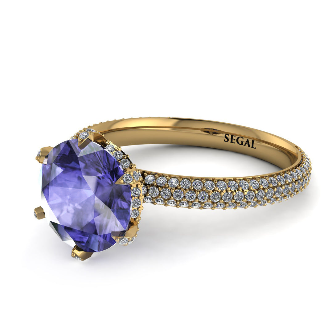 Hidden Halo Round Tanzanite Engagement Ring - Ashley No. 201