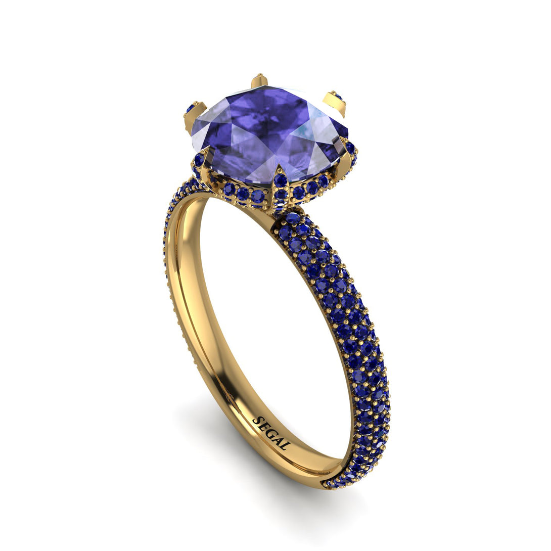 Hidden Halo Round Tanzanite Engagement Ring - Ashley No. 213