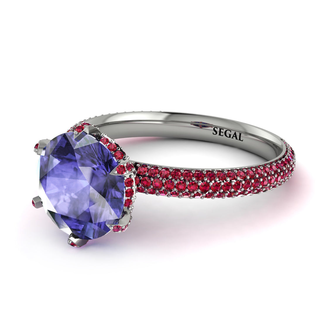 Hidden Halo Round Tanzanite Engagement Ring - Ashley No. 212