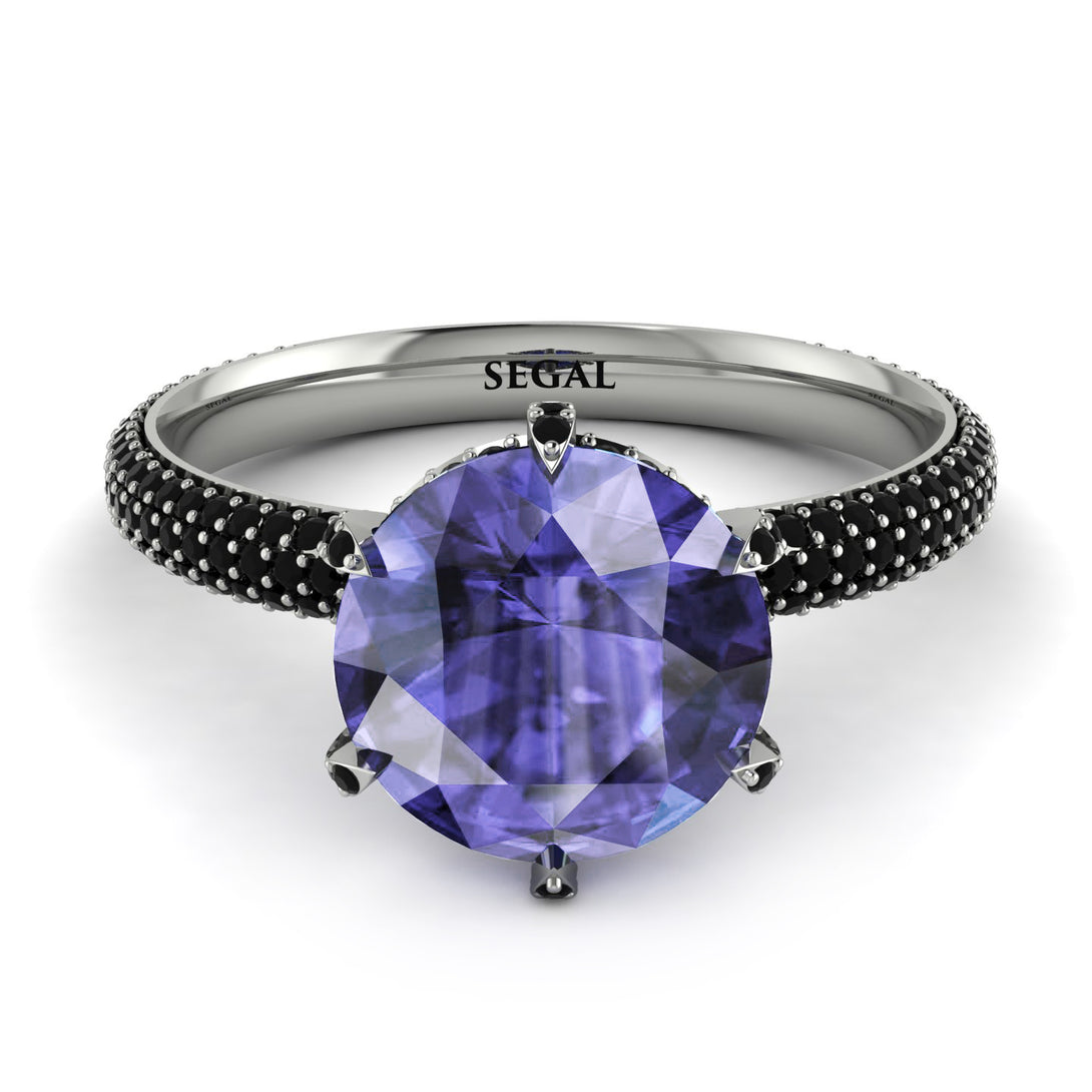 Hidden Halo Round Tanzanite Engagement Ring - Ashley No. 209