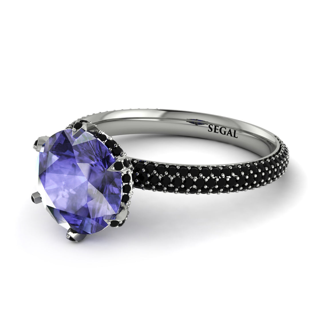 Hidden Halo Round Tanzanite Engagement Ring - Ashley No. 209