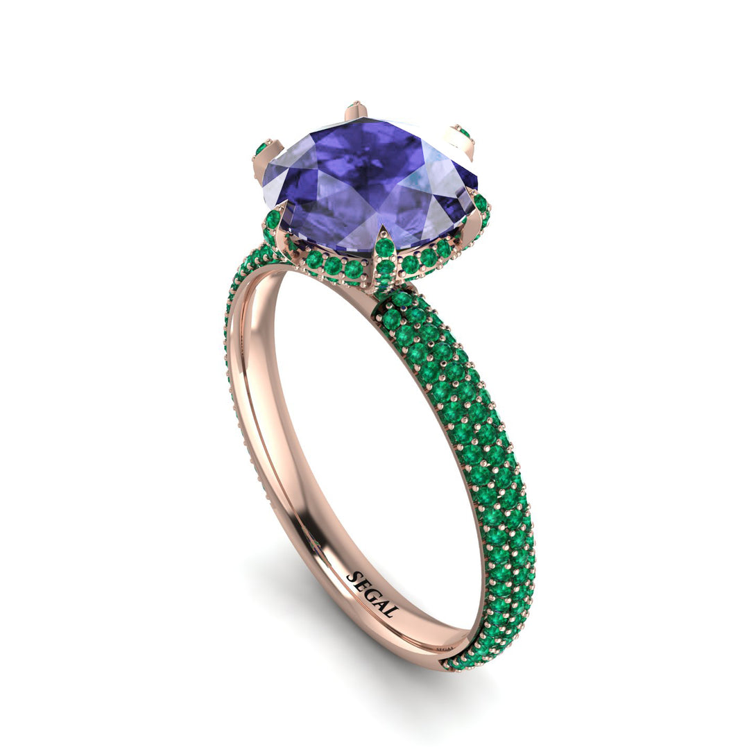 Hidden Halo Round Tanzanite Engagement Ring - Ashley No. 205