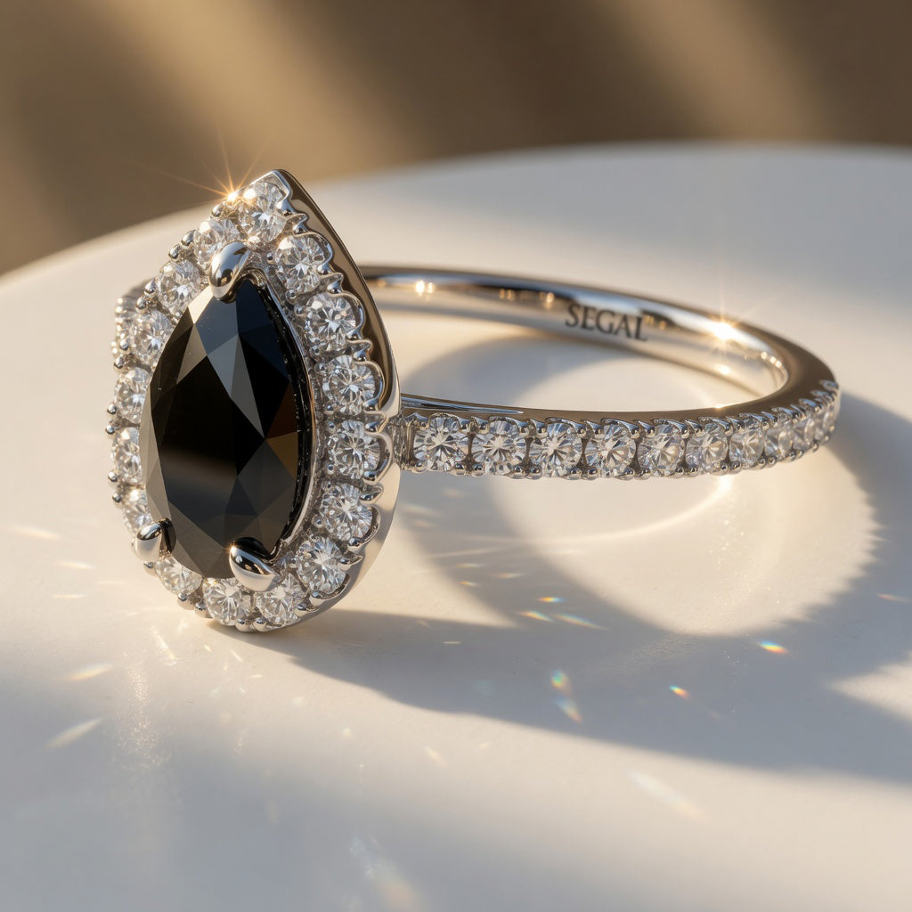 Pear Shaped Halo Diamond Ring - Janet No. 18