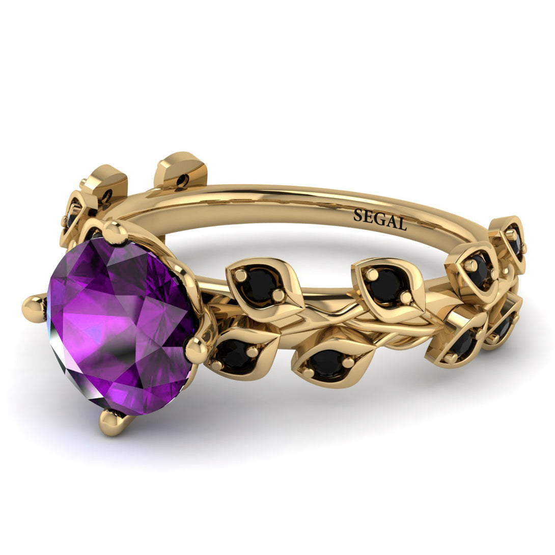 Leaves All Around Yellow Gold Amethyst Ring - Sydney 2ct No. 307
