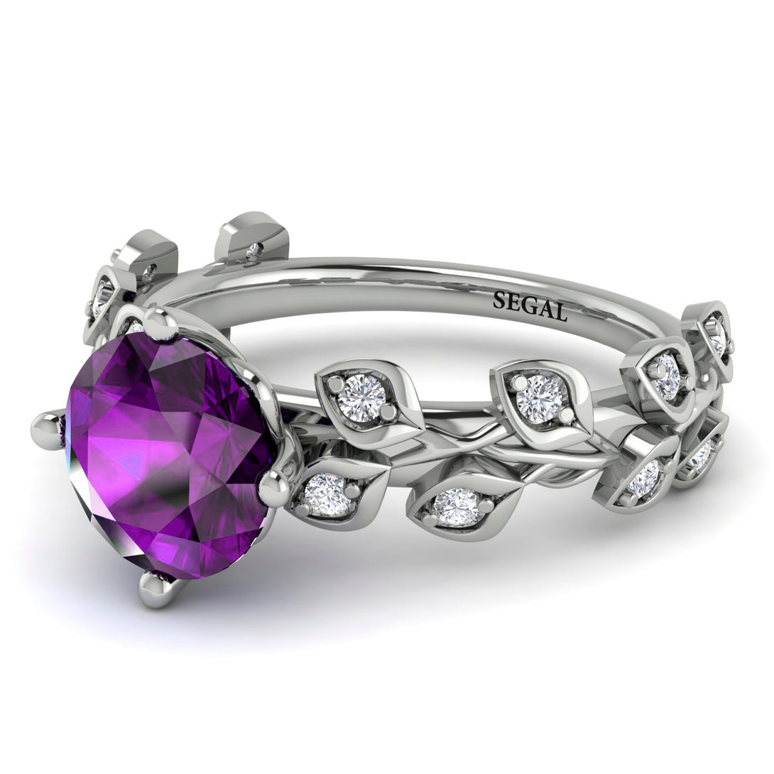 Leaves All Around White Gold Amethyst Ring - Sydney 2ct No. 303