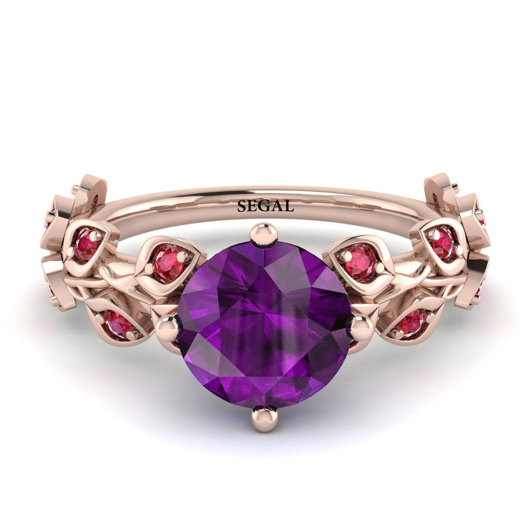 Leaves All Around Rose Gold Amethyst Ring - Sydney 2ct No. 311