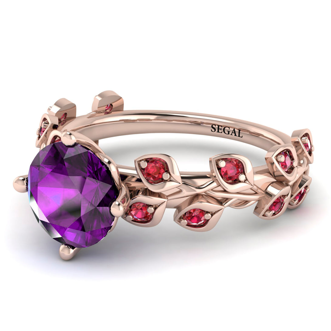 Leaves All Around Rose Gold Amethyst Ring - Sydney 2ct No. 311