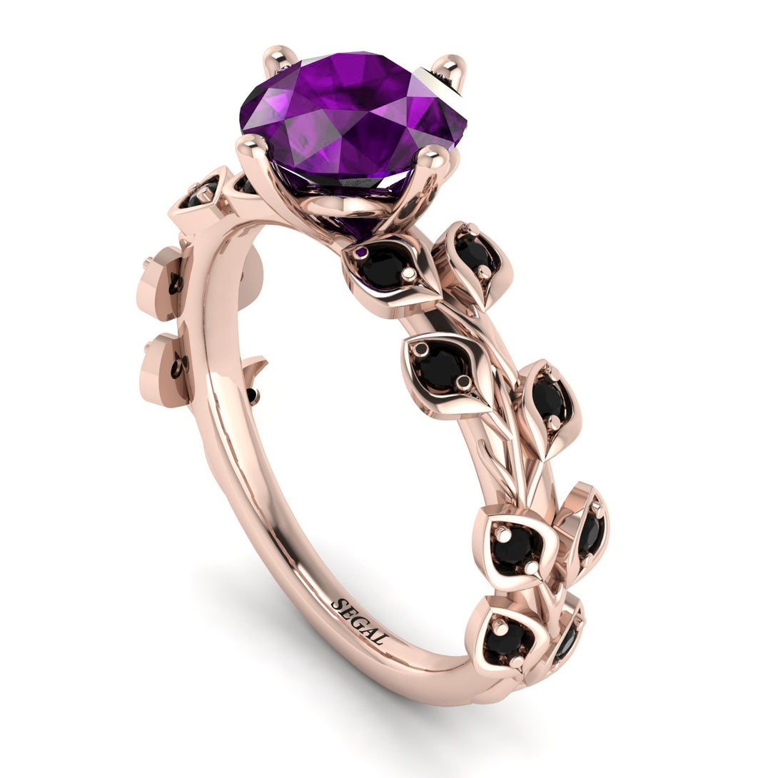 Leaves All Around Rose Gold Amethyst Ring - Sydney 2ct No. 308