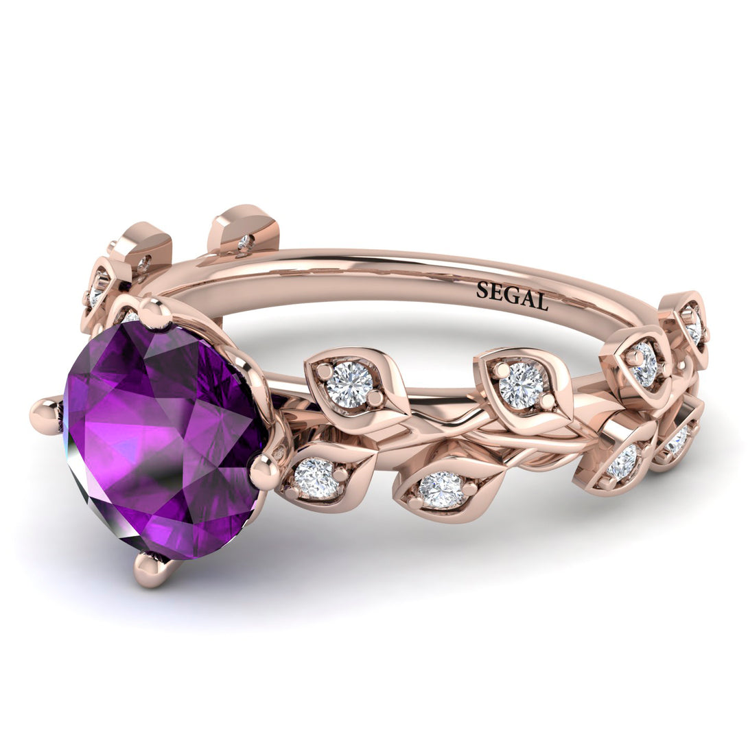 Leaves All Around Rose Gold Amethyst Ring - Sydney 2ct No. 302