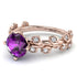 Leaves All Around Rose Gold Amethyst Ring - Sydney 2ct No. 302
