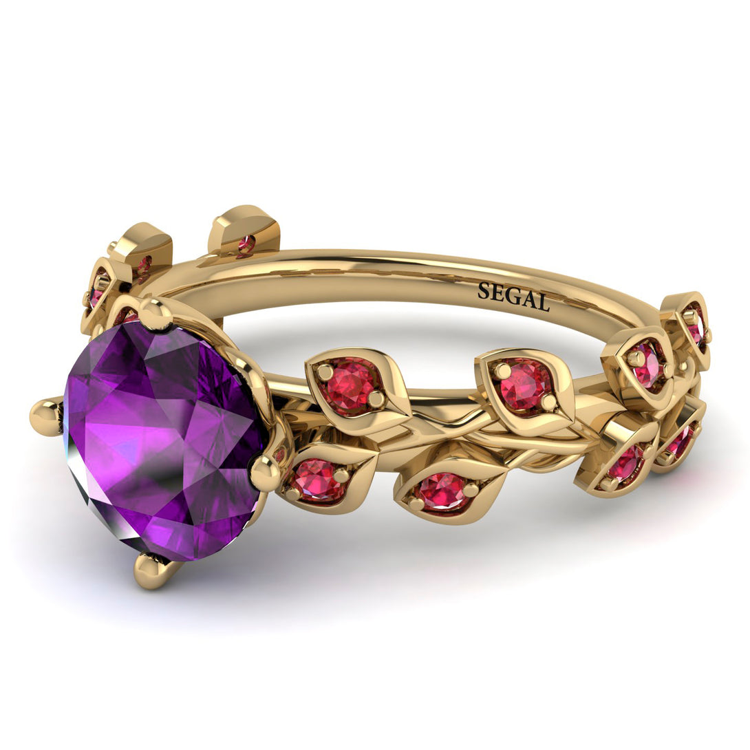 Leaves All Around Yellow Gold Amethyst Ring - Sydney 2ct No. 310