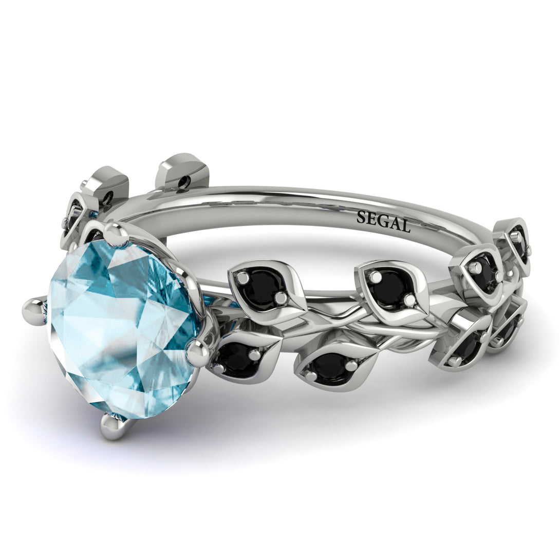 Leaves All Around White Gold Aquamarine Ring - Sydney 2ct No. 409