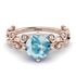 Leaves All Around Rose Gold Aquamarine Ring - Sydney 2ct No. 402