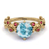 Leaves All Around Yellow Gold Aquamarine Ring - Sydney 2ct No. 410
