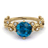 Leaves All Around Yellow Gold Blue Topaz Ring - Sydney 2ct No. 501
