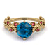 Leaves All Around Yellow Gold Blue Topaz Ring - Sydney 2ct No. 510
