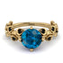Leaves All Around Yellow Gold Blue Topaz Ring - Sydney 2ct No. 507