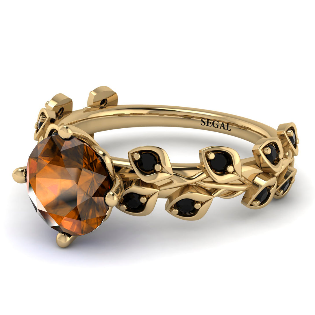 Leaves All Around Yellow Gold Brown Diamond Ring - Sydney 2ct No. 1107