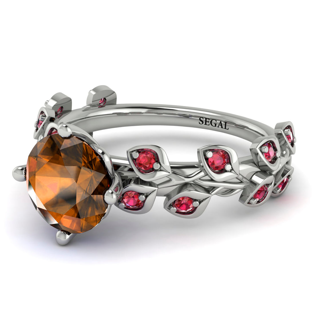 Leaves All Around White Gold Brown Diamond Ring - Sydney 2ct No. 1112