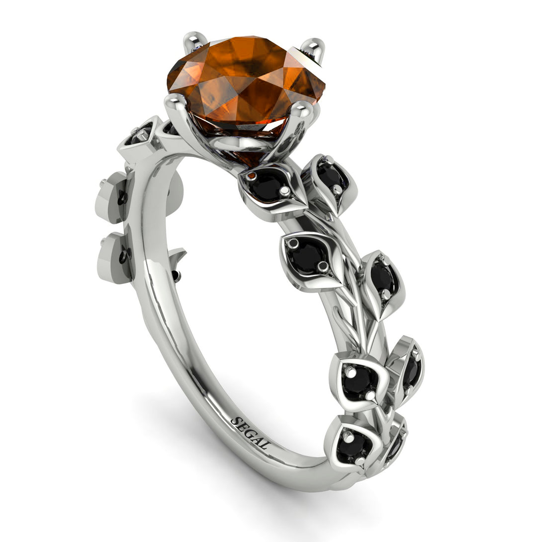 Leaves All Around White Gold Brown Diamond Ring - Sydney 2ct No. 1109