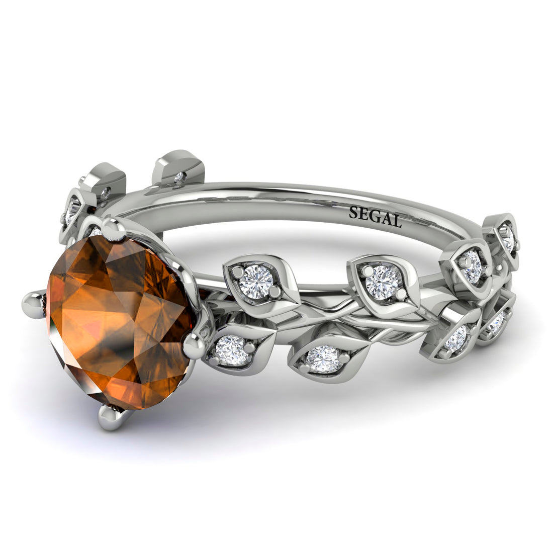 Leaves All Around White Gold Brown Diamond Ring - Sydney 2ct No. 1103