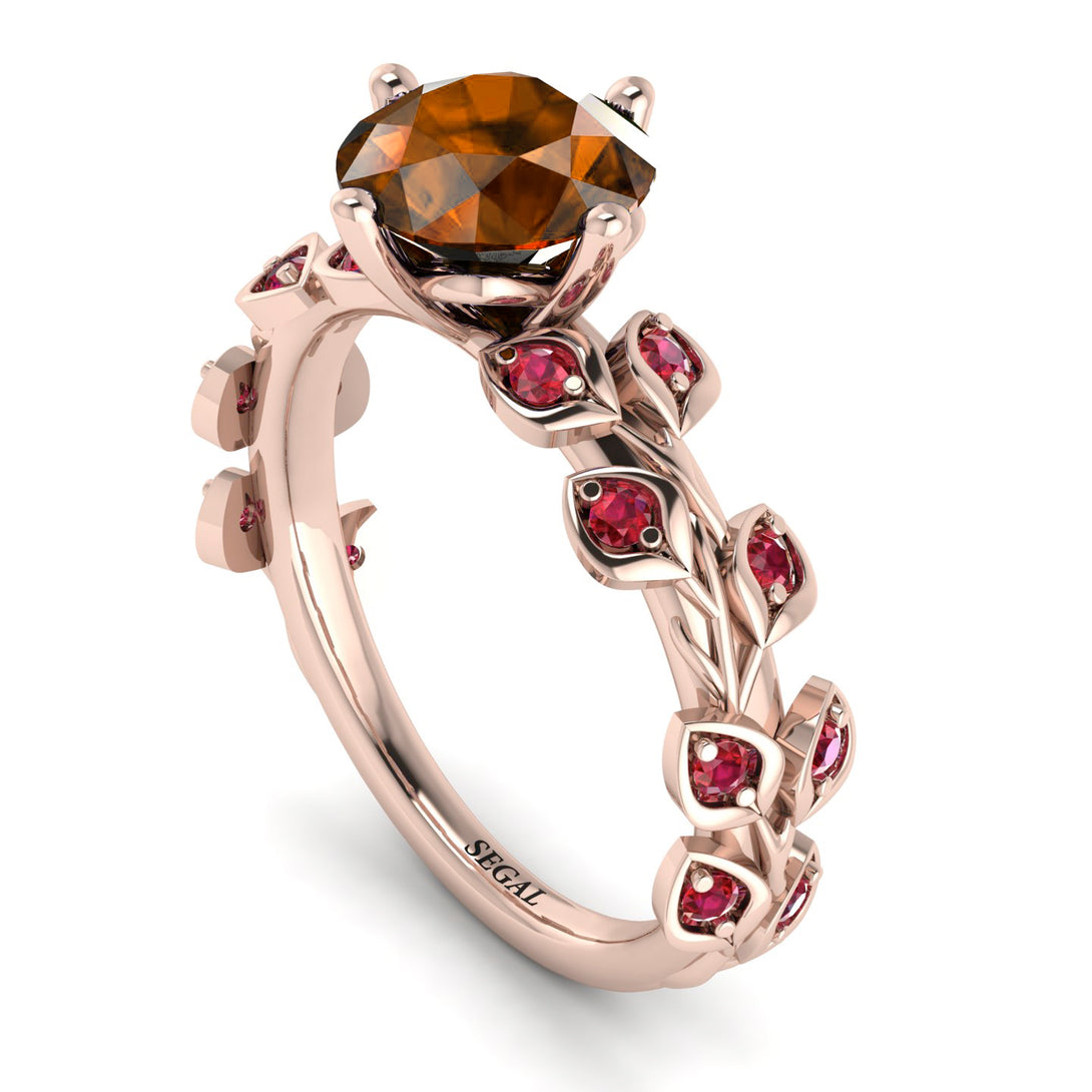 Leaves All Around Rose Gold Brown Diamond Ring - Sydney 2ct No. 1111