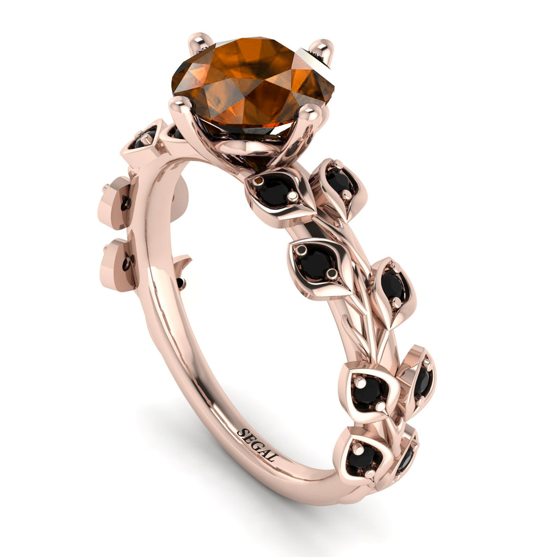 Leaves All Around Rose Gold Brown Diamond Ring - Sydney 2ct No. 1108