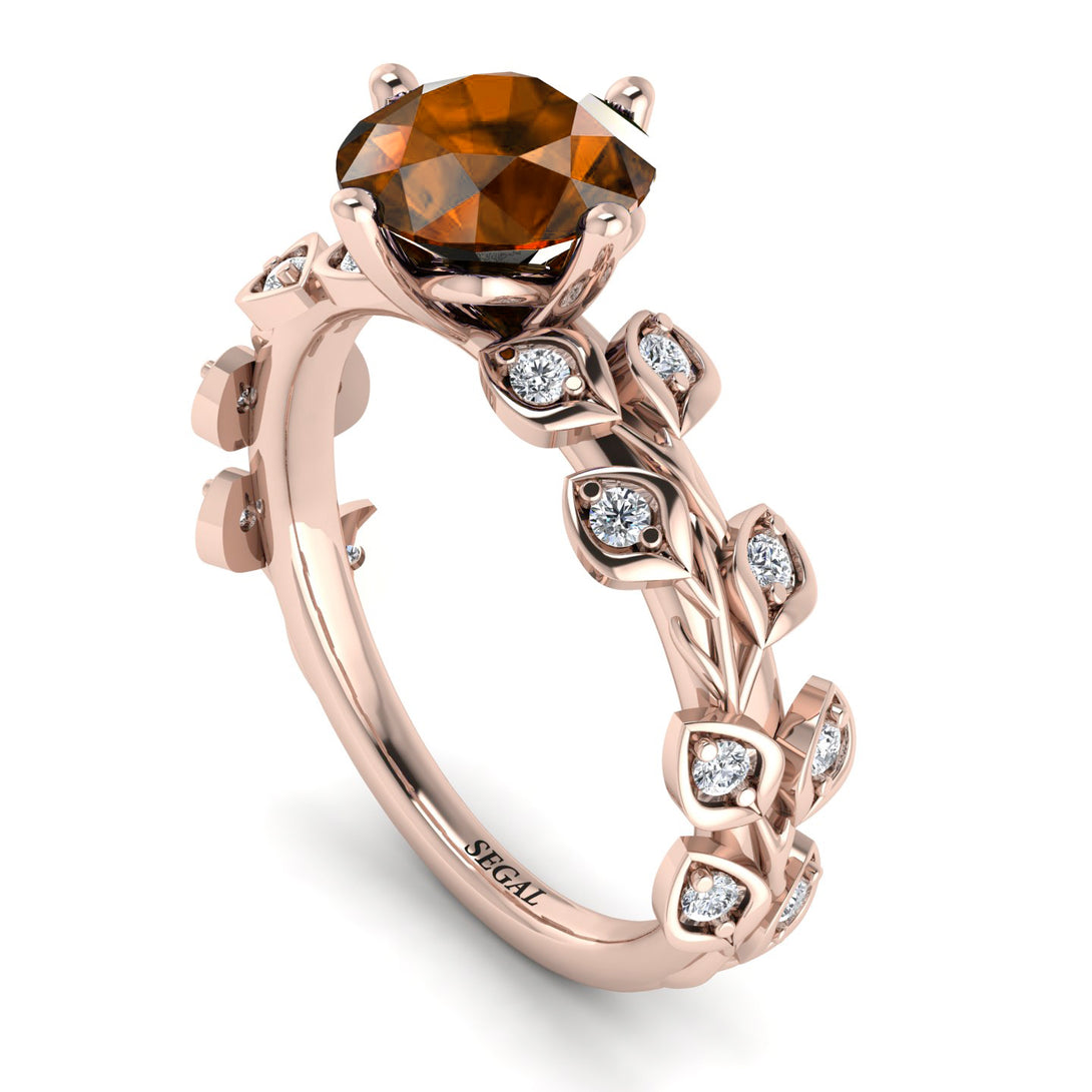 Leaves All Around Rose Gold Brown Diamond Ring - Sydney 2ct No. 1102