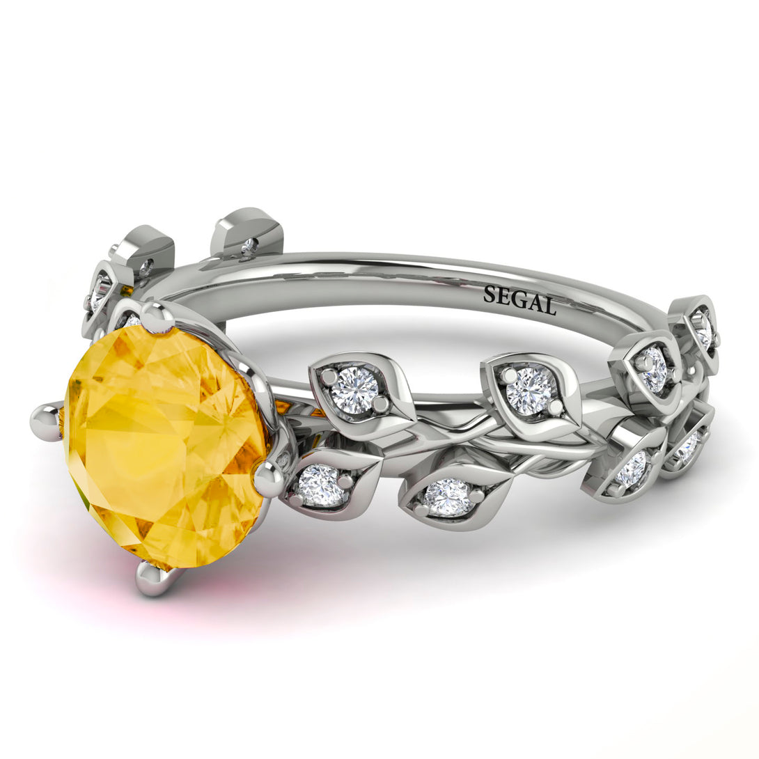 Leaves All Around White Gold Citrine Ring - Sydney 2ct No. 603
