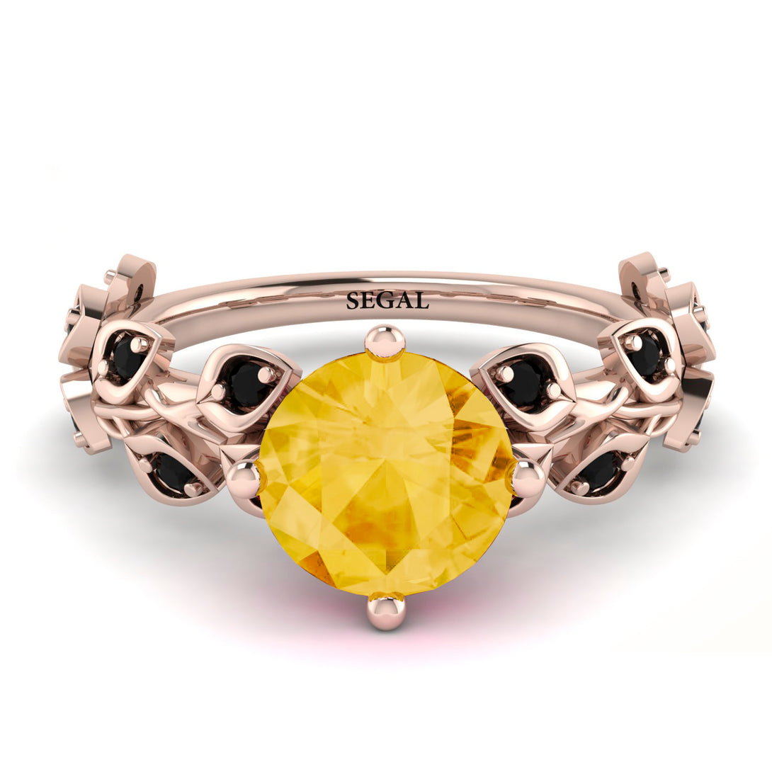 Leaves All Around Rose Gold Citrine Ring - Sydney 2ct No. 608