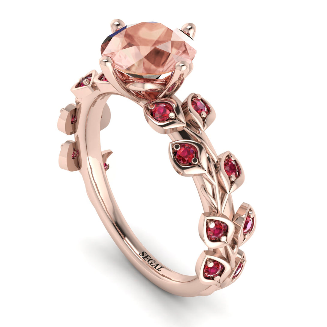 Leaves All Around Rose Gold Morganite Ring - Sydney 2ct No. 911
