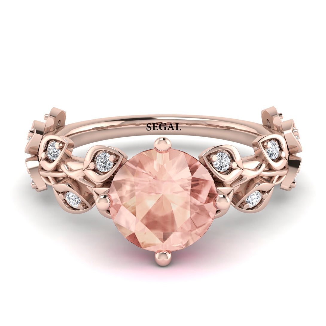Leaves All Around Rose Gold Morganite Ring - Sydney 2ct No. 902
