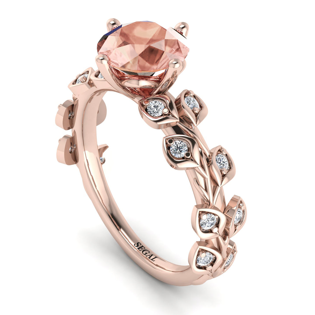 Leaves All Around Rose Gold Morganite Ring - Sydney 2ct No. 902