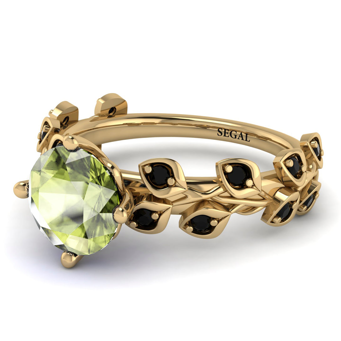 Leaves All Around Yellow Gold Peridot Ring - Sydney 2ct No. 707