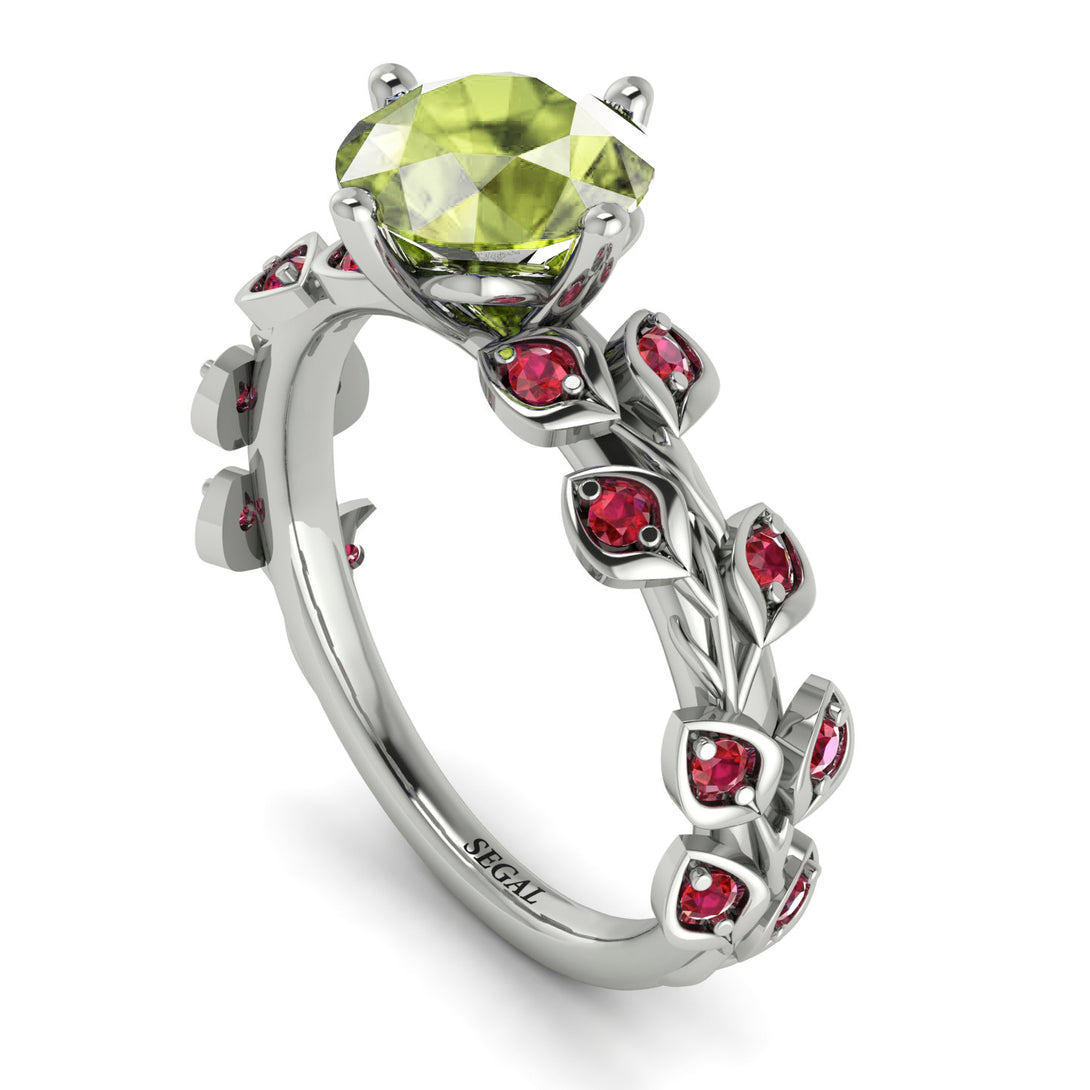 Leaves All Around White Gold Peridot Ring - Sydney 2ct No. 712