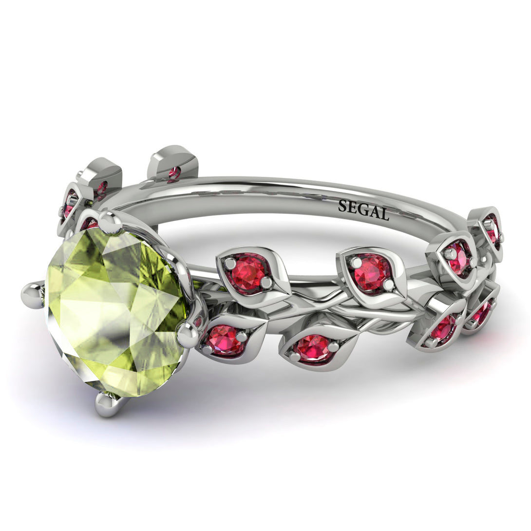 Leaves All Around White Gold Peridot Ring - Sydney 2ct No. 712