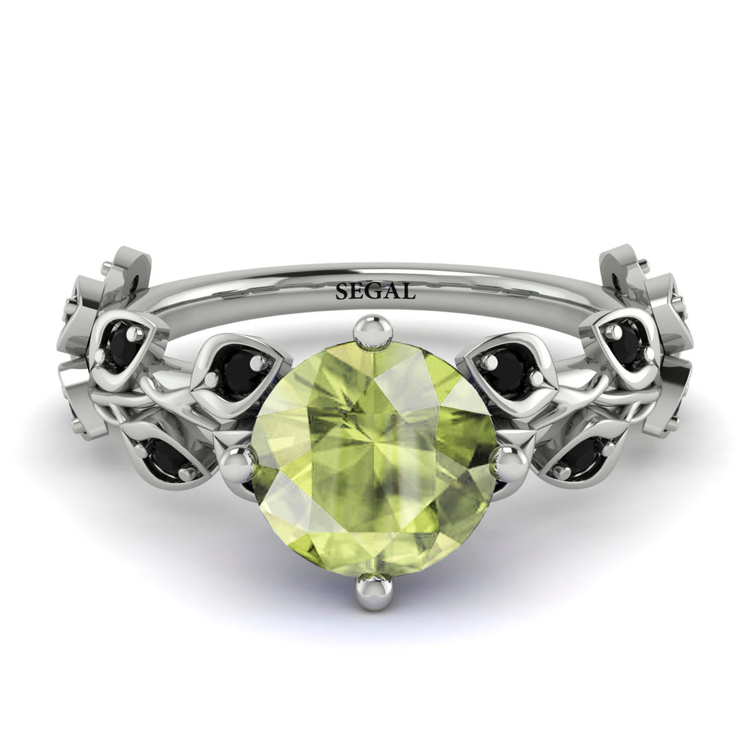 Leaves All Around White Gold Peridot Ring - Sydney 2ct No. 709