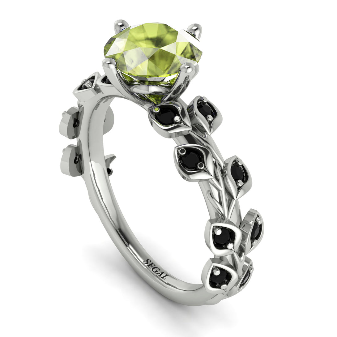 Leaves All Around White Gold Peridot Ring - Sydney 2ct No. 709