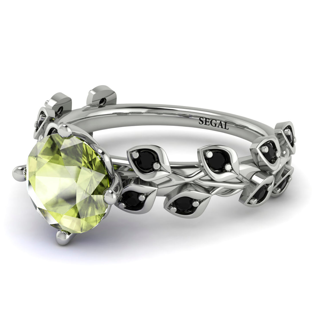 Leaves All Around White Gold Peridot Ring - Sydney 2ct No. 709