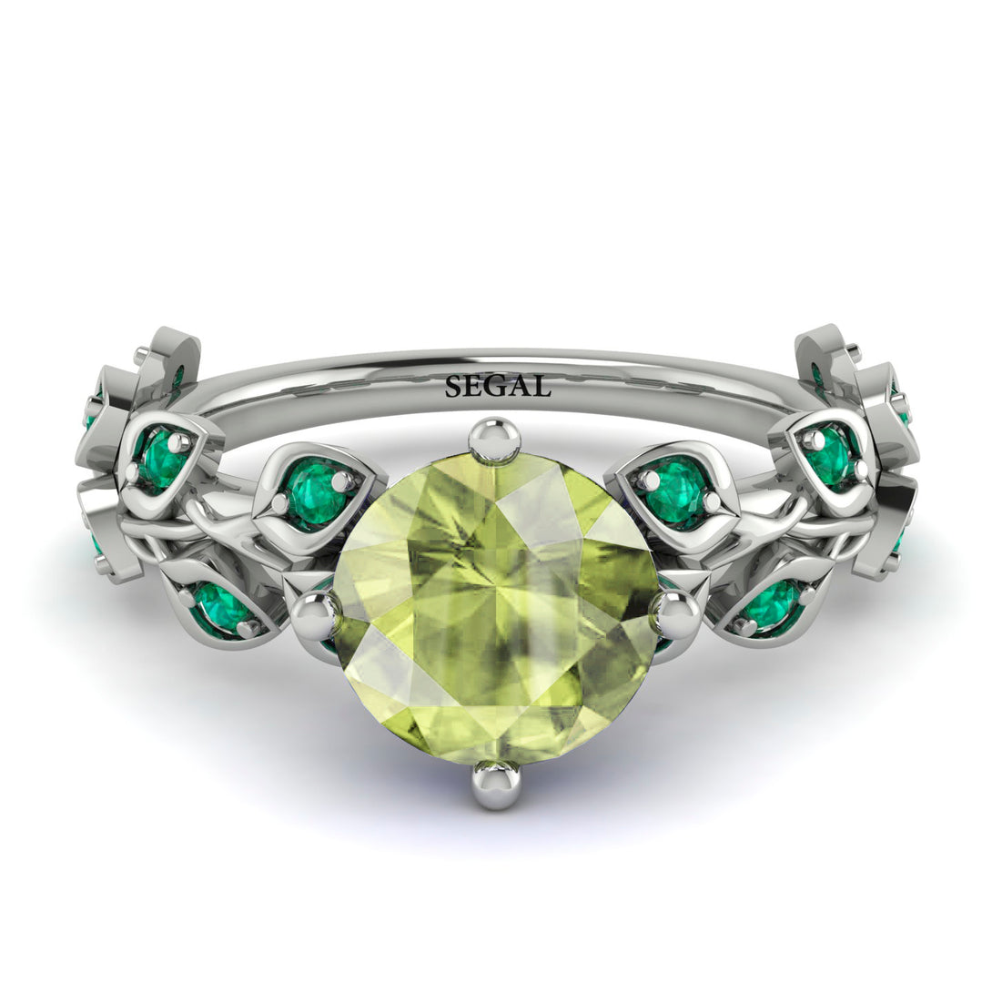 Leaves All Around White Gold Peridot Ring - Sydney 2ct No. 706