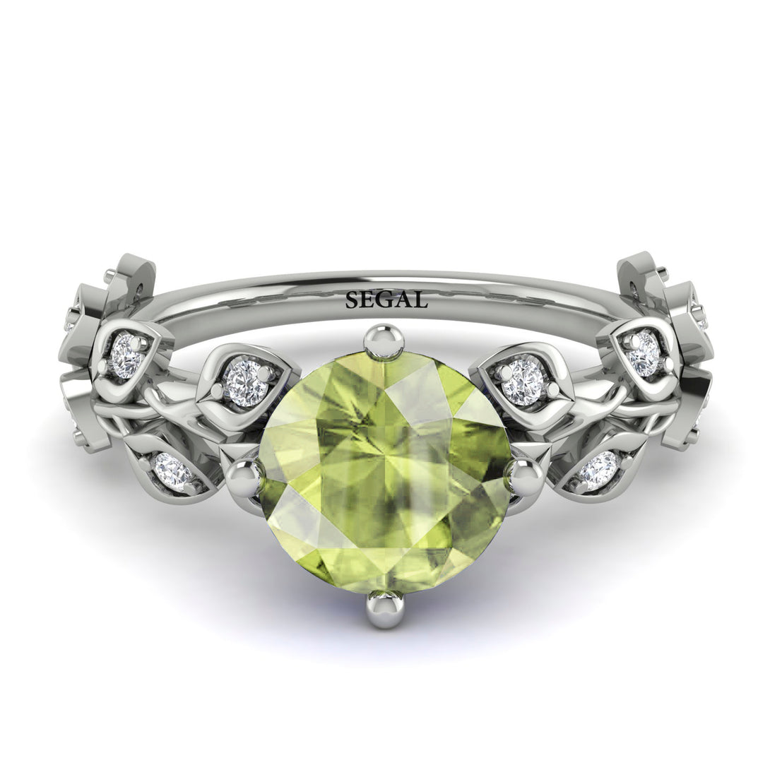 Leaves All Around White Gold Peridot Ring - Sydney 2ct No. 703