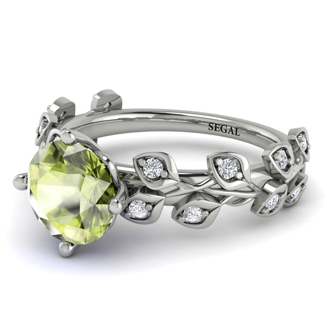 Leaves All Around White Gold Peridot Ring - Sydney 2ct No. 703