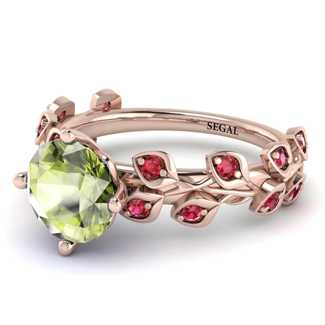 Leaves All Around Rose Gold Peridot Ring - Sydney 2ct No. 711