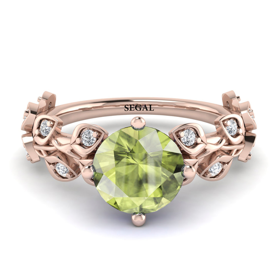 Leaves All Around Rose Gold Peridot Ring - Sydney 2ct No. 702