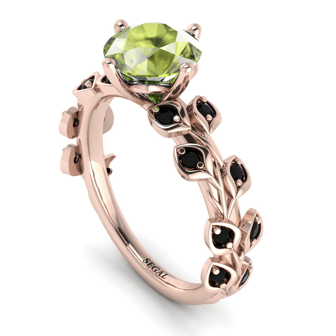 Leaves All Around Rose Gold Peridot Ring - Sydney 2ct No. 708