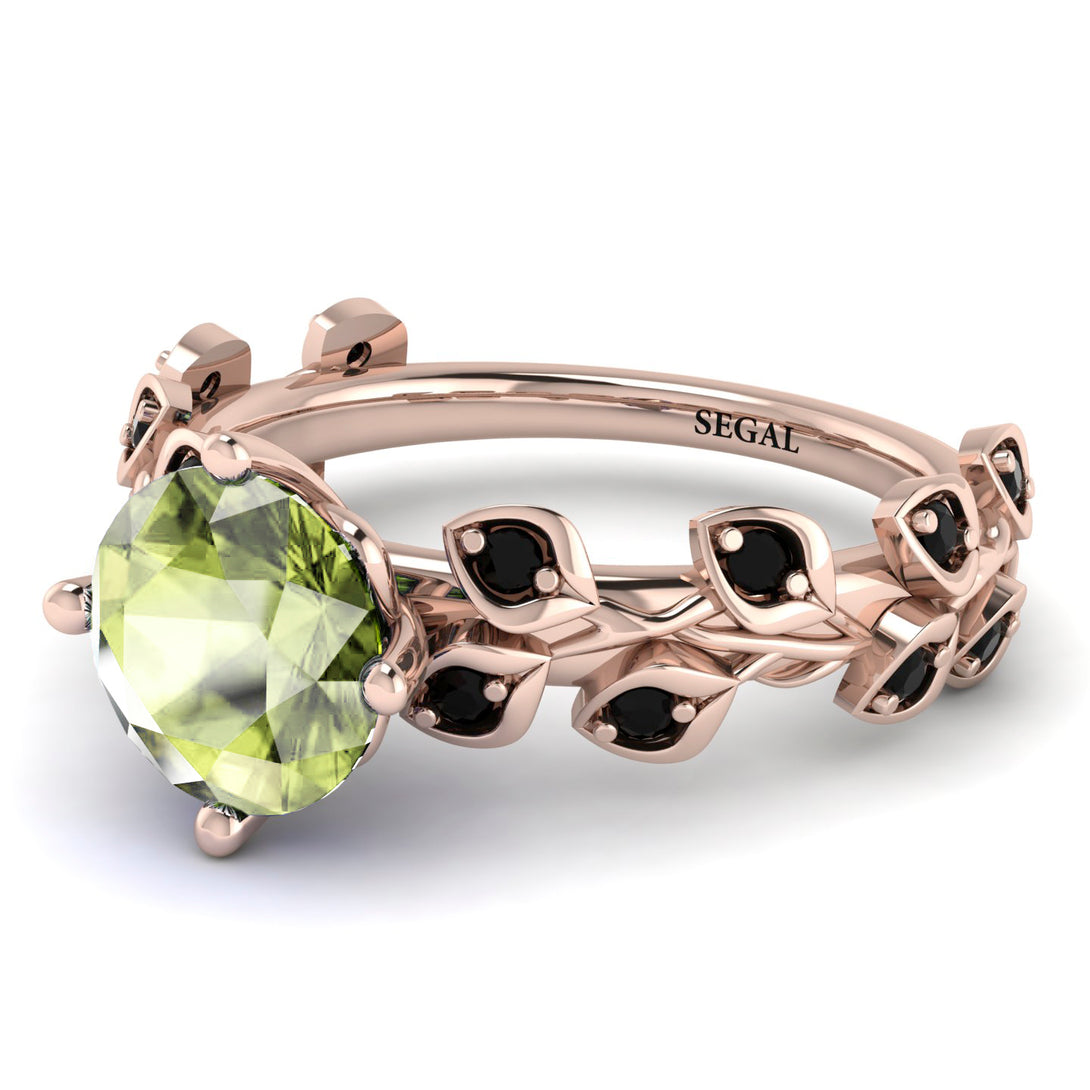 Leaves All Around Rose Gold Peridot Ring - Sydney 2ct No. 708