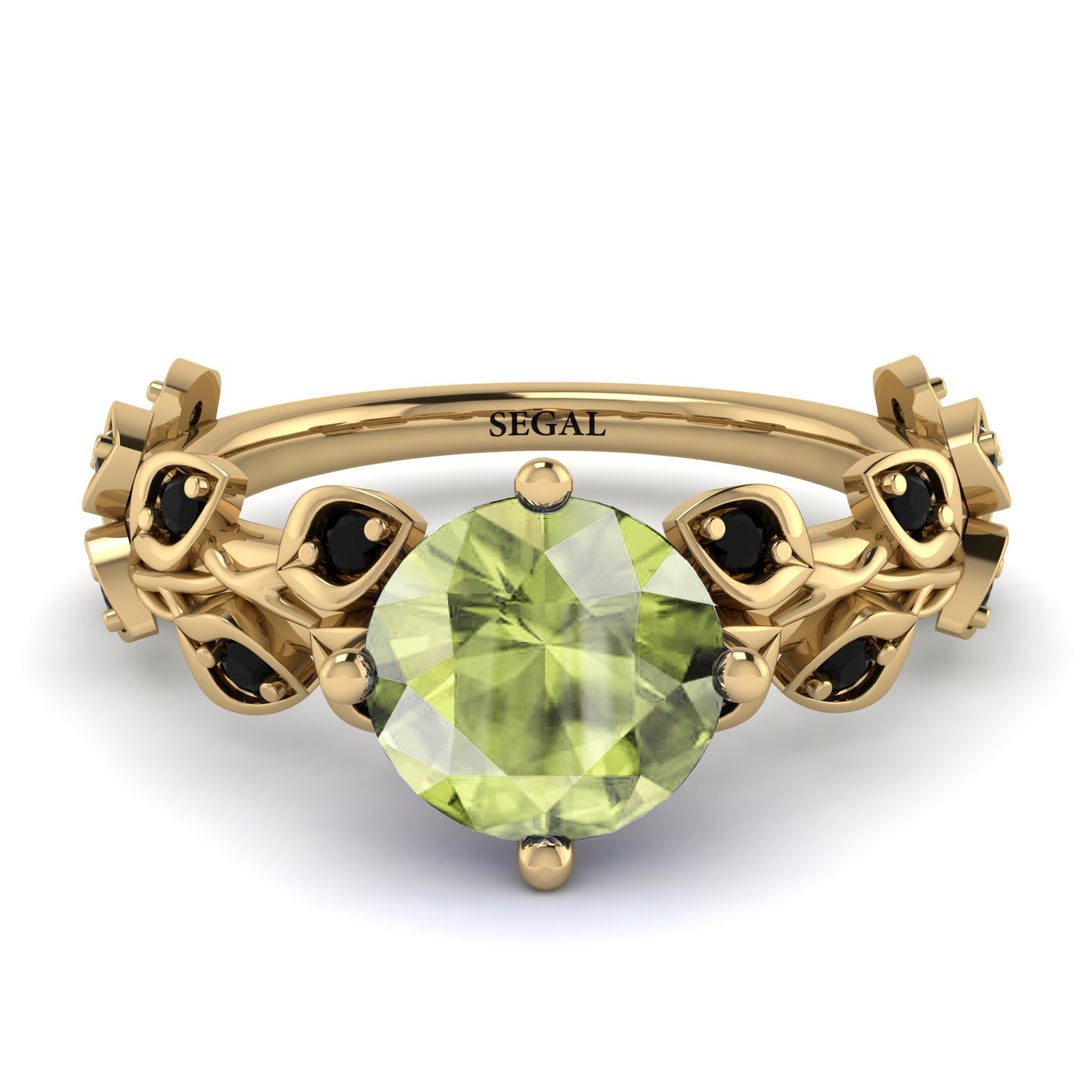 Leaves All Around Yellow Gold Peridot Ring - Sydney 2ct No. 707