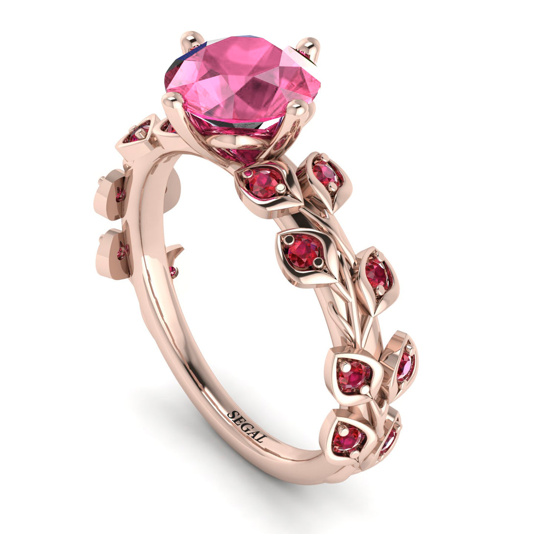 Leaves All Around Rose Gold Pink Moissanite Ring - Sydney 2ct No. 811