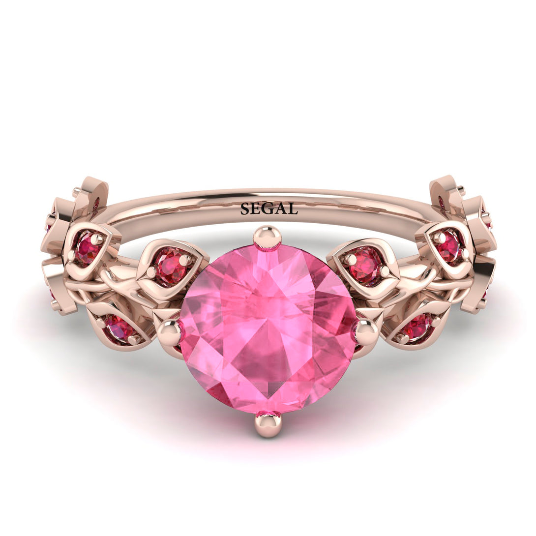 Leaves All Around Rose Gold Pink Moissanite Ring - Sydney 2ct No. 811